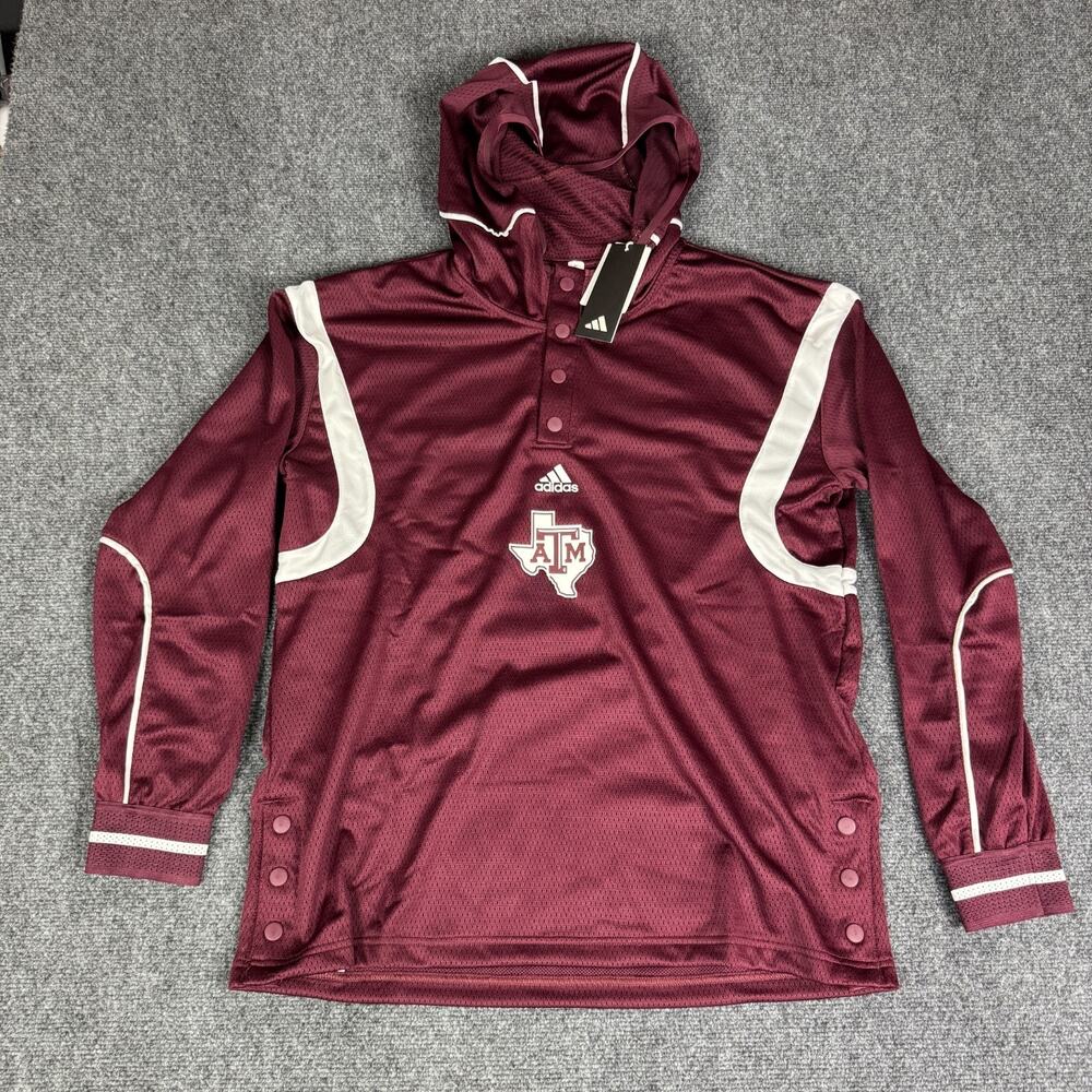 Adidas Texas A&M Aggies Maroon Hoodie Mesh Mens Size M Football NWT‎ HN7654